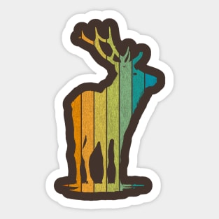 Wild Elk Silhouette Retro Stripe Pattern Sticker